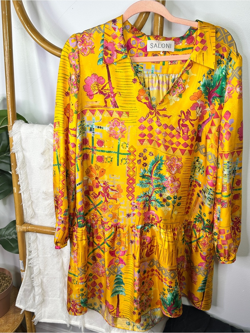 Saloni Colorful Pink Orange Silk Dress sz M/L